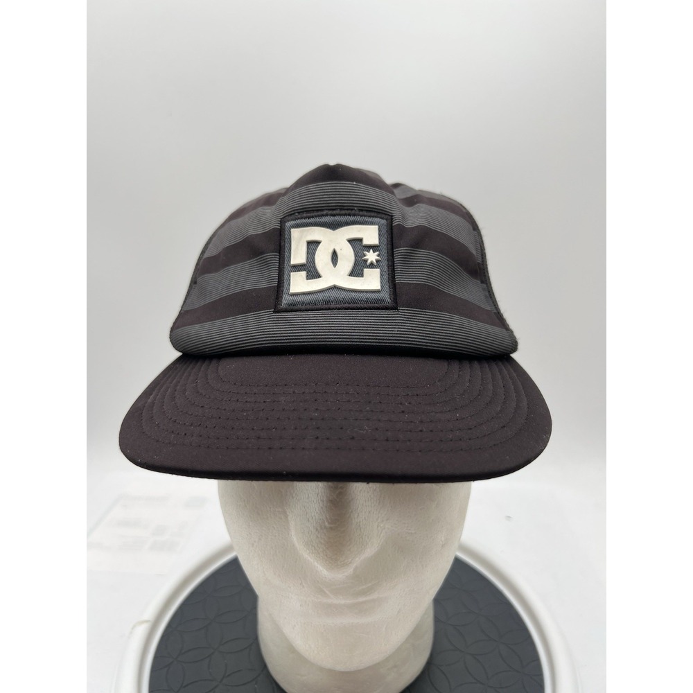 DC Shoes Slobber Hat 55300214 Black Gray Striped Mesh Snapback Trucker Cap